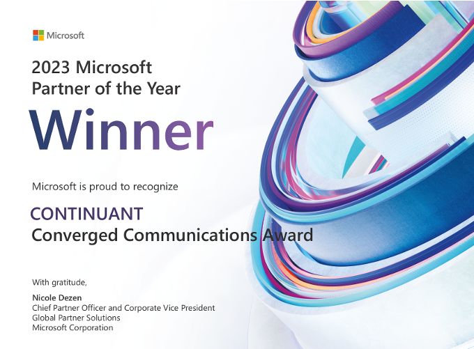 Press Release: Continuant wins 2023 Microsoft Global Partner of the ...